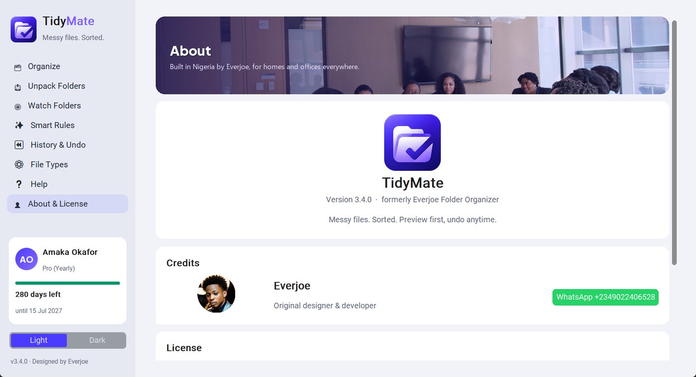 About page with credits